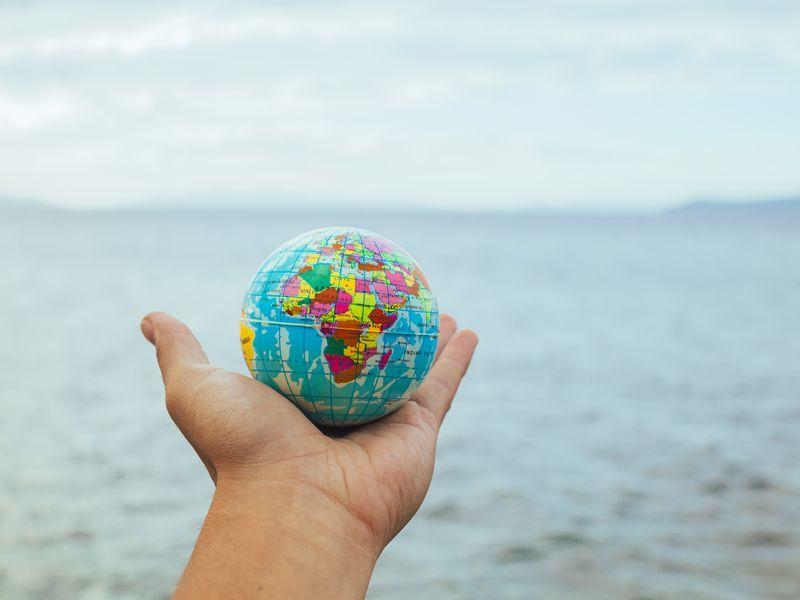 A globe wrapped in network routes